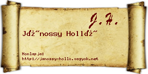 Jánossy Holló névjegykártya